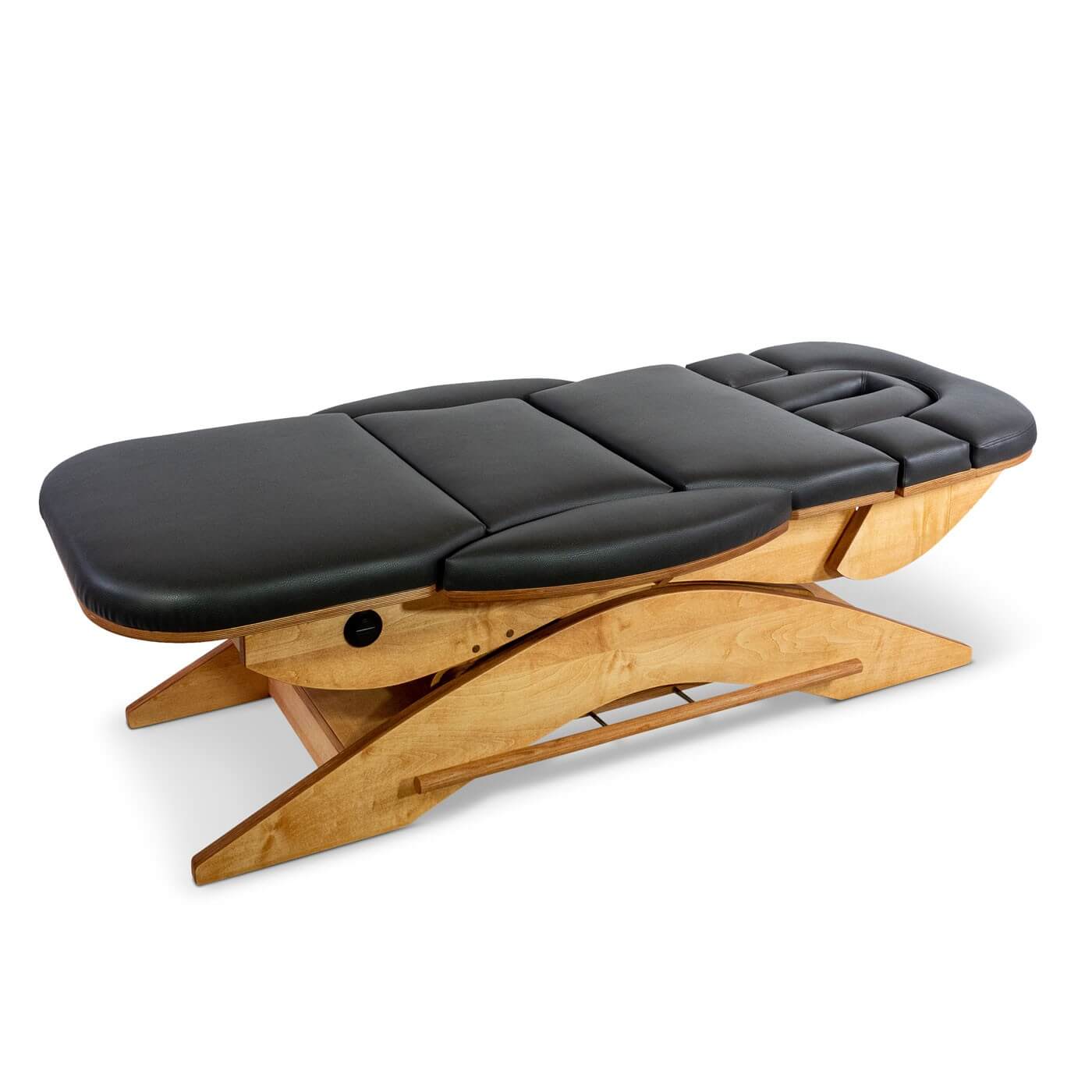 4-teilige Massageliege relax sensation Modell Pro mit schwarzem Polster und Holzgestell