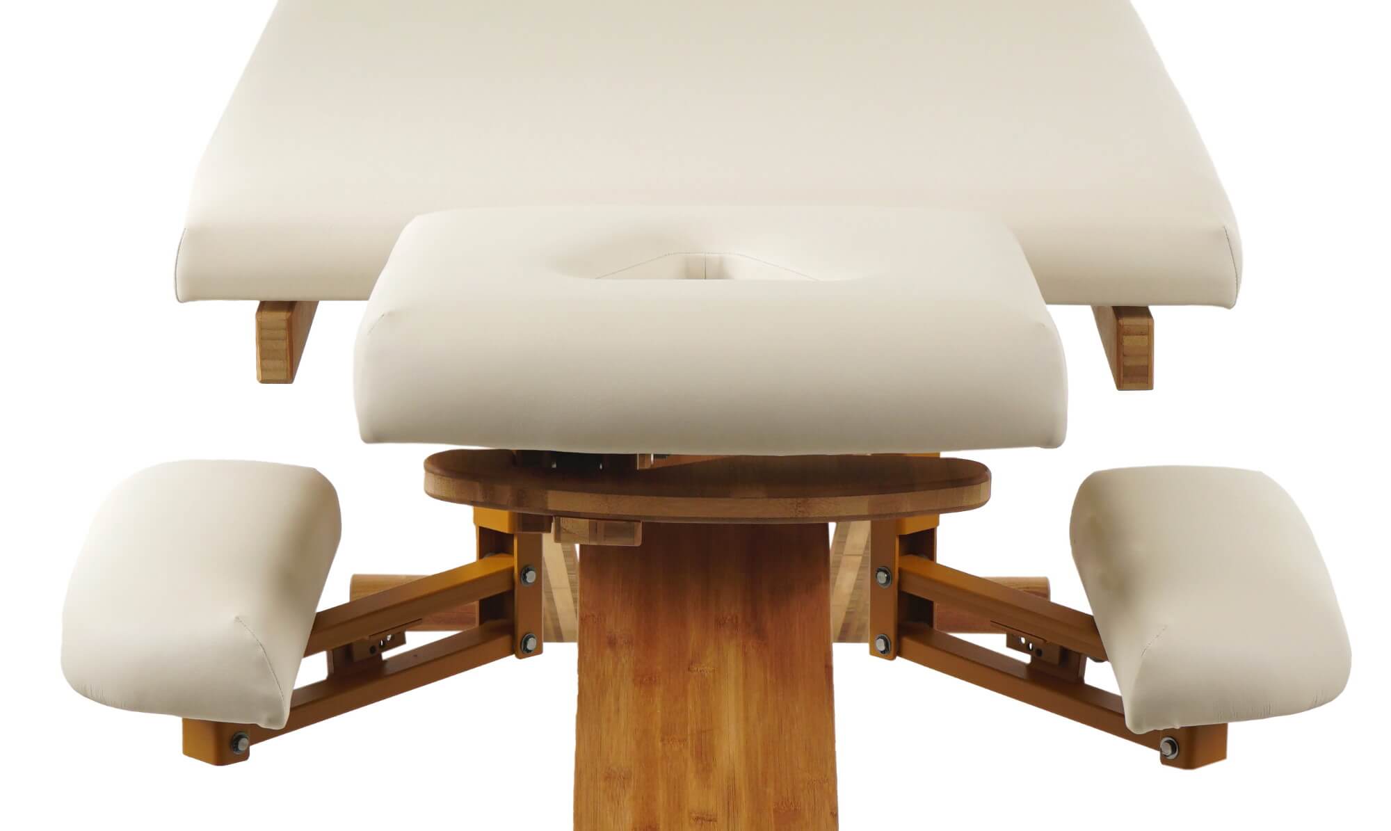 3-teiliges Kopfteil mit absenkbaren Seitenteilen der Massageliege VARIO Nature in Detailansicht