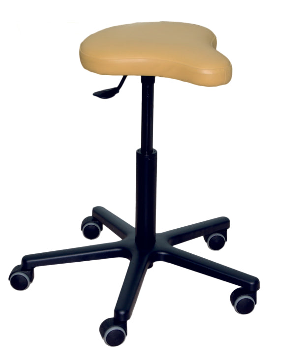 Drehhocker mit Sattelsitzfläche & Polsterung (aus Kunstleder)