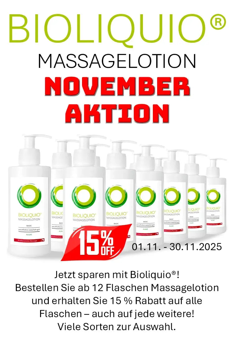 Mobiler Banner über Aktion mit Massagelotion Bioliquio