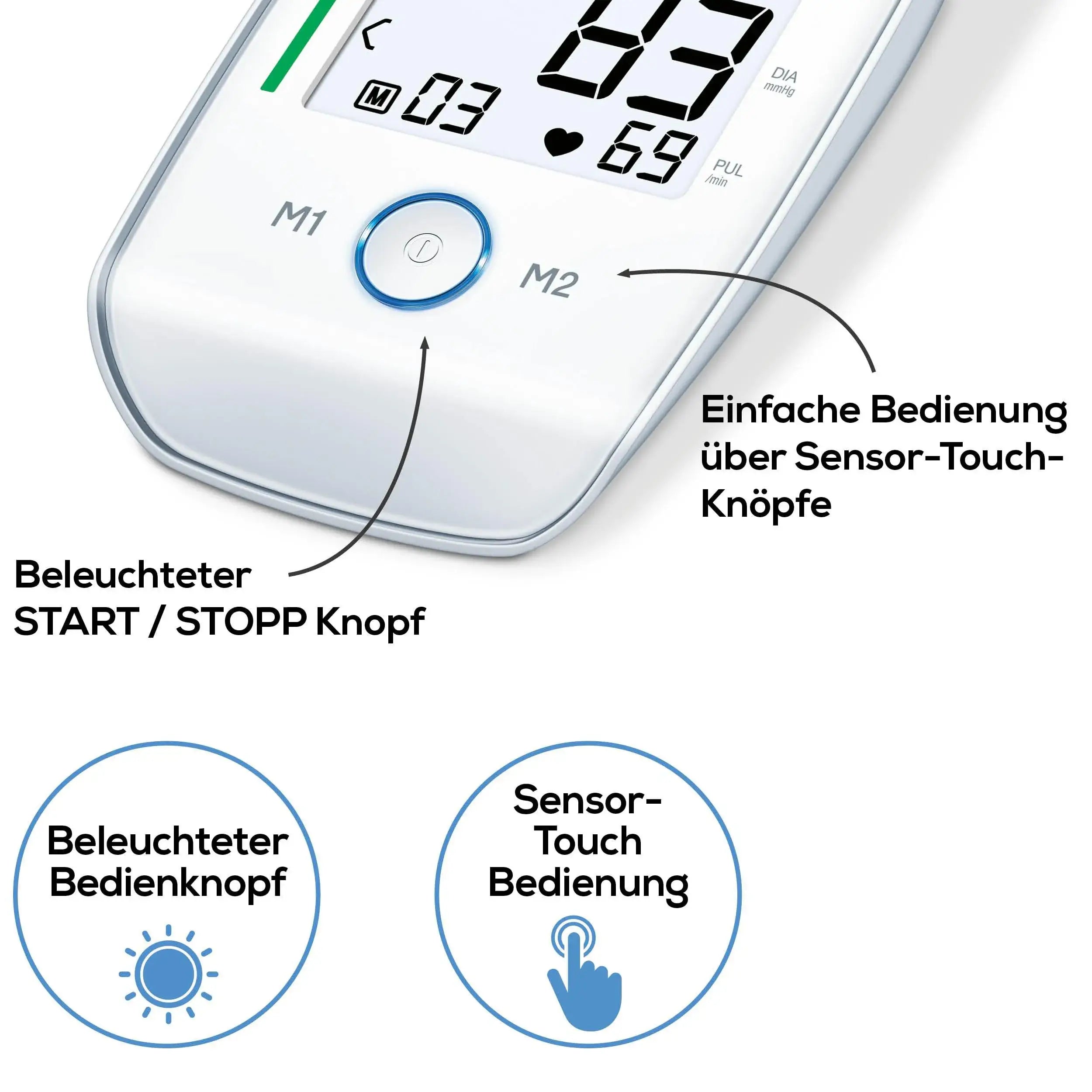 Oberarmblutdruckgerät Beurer BM 45 mit Startknopf