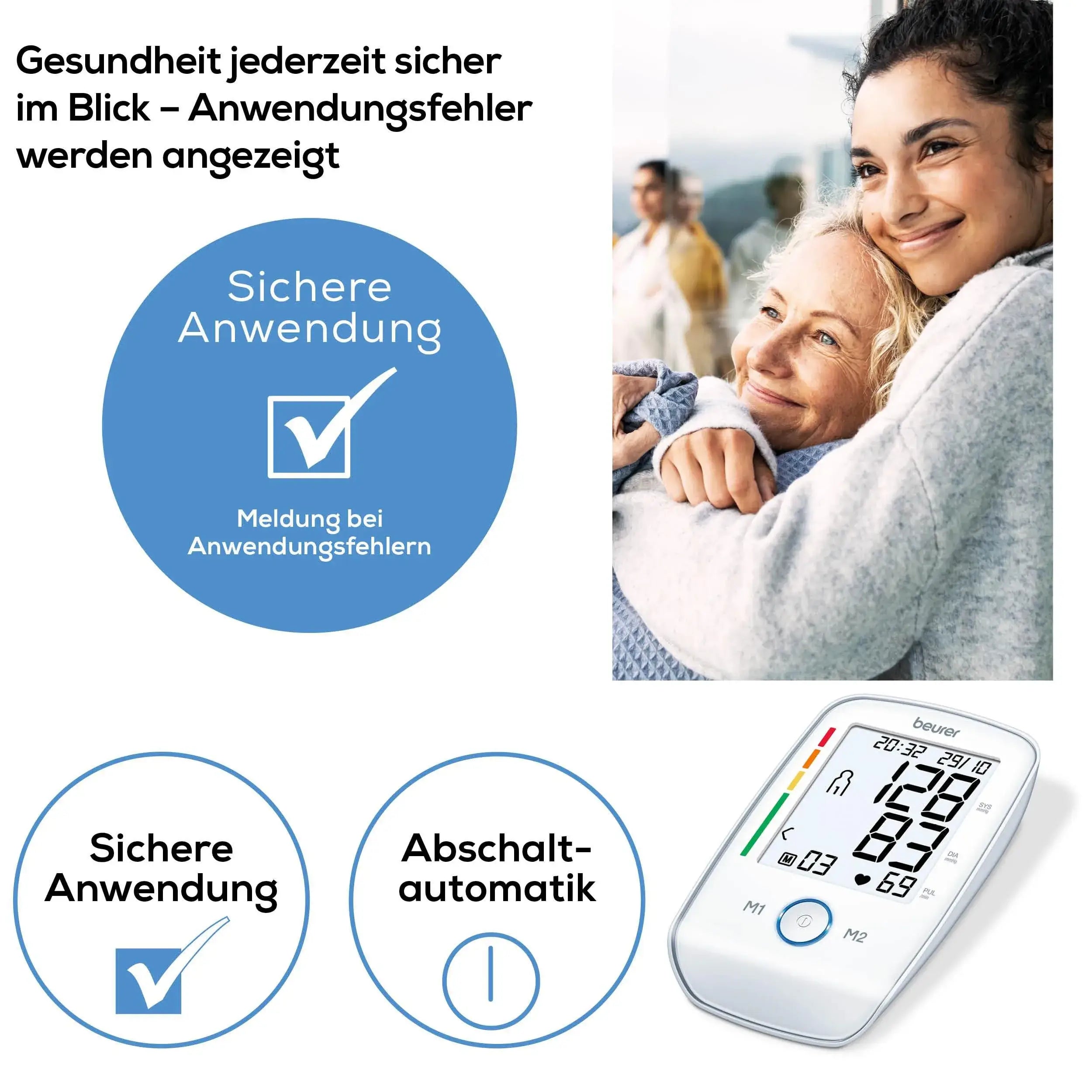Oberarmblutdruckgerät Beurer BM 45 mit Abschaltautomatik für sichere Anwendung