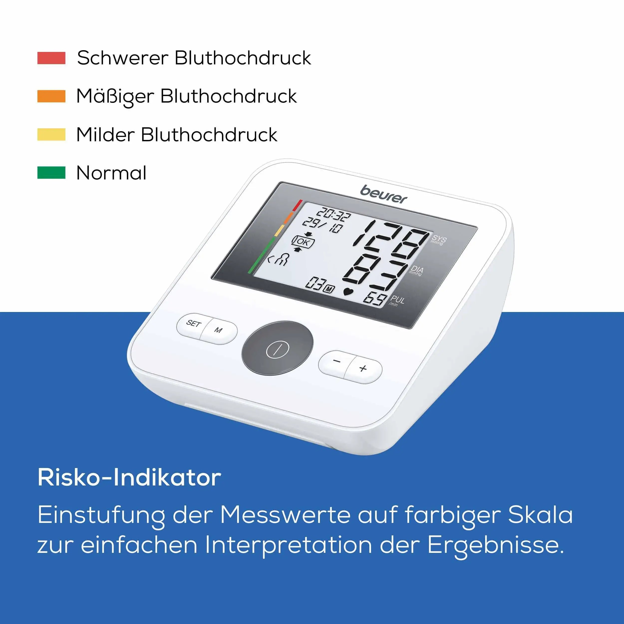 Oberarm-Blutdruckmessgerät Beurer BM 27 mit Risikoindikator