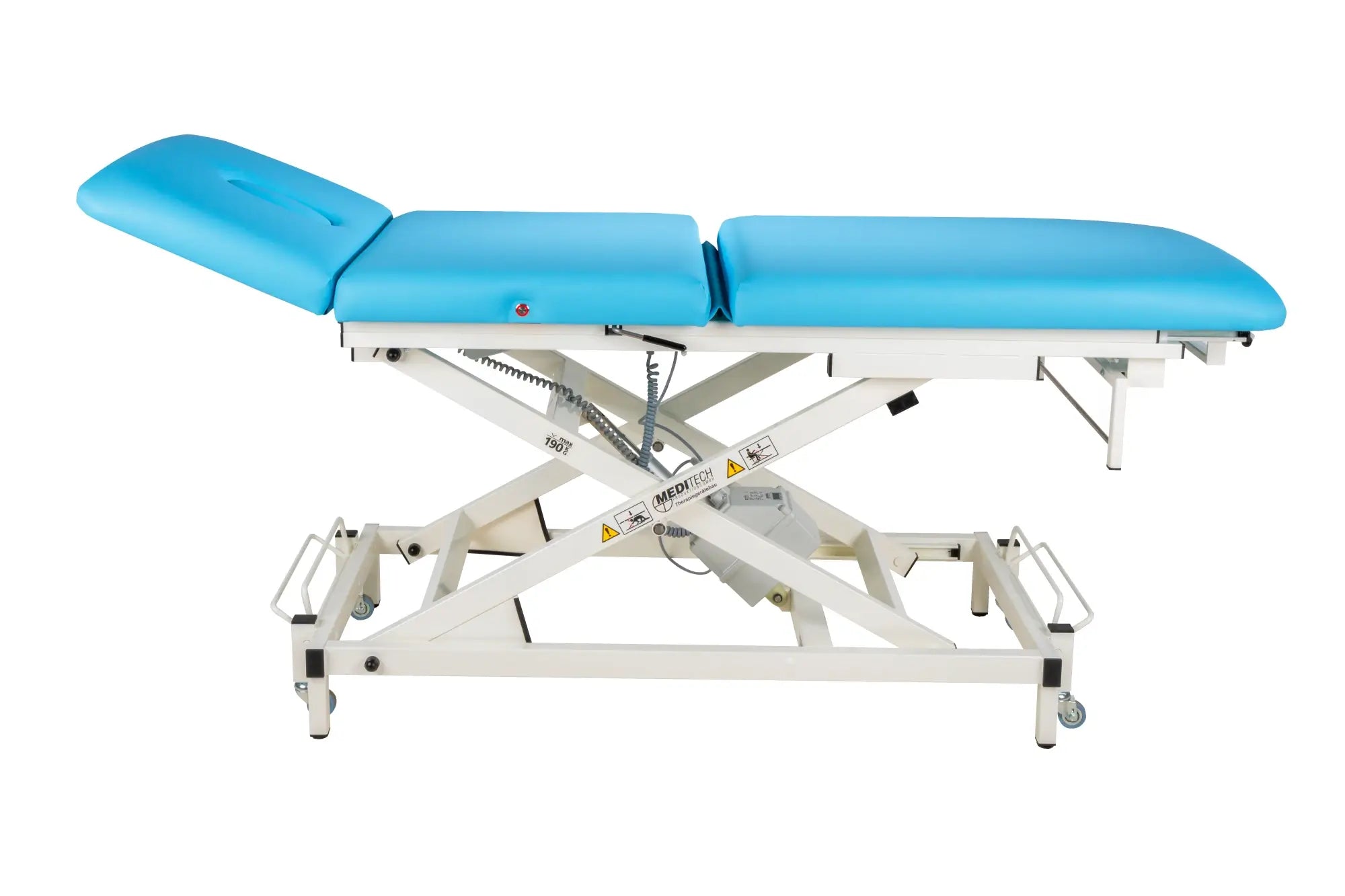 Elektrische Therapieliege Vario Nr. 1 mit 3-teiliger Liegefläche in Blau
