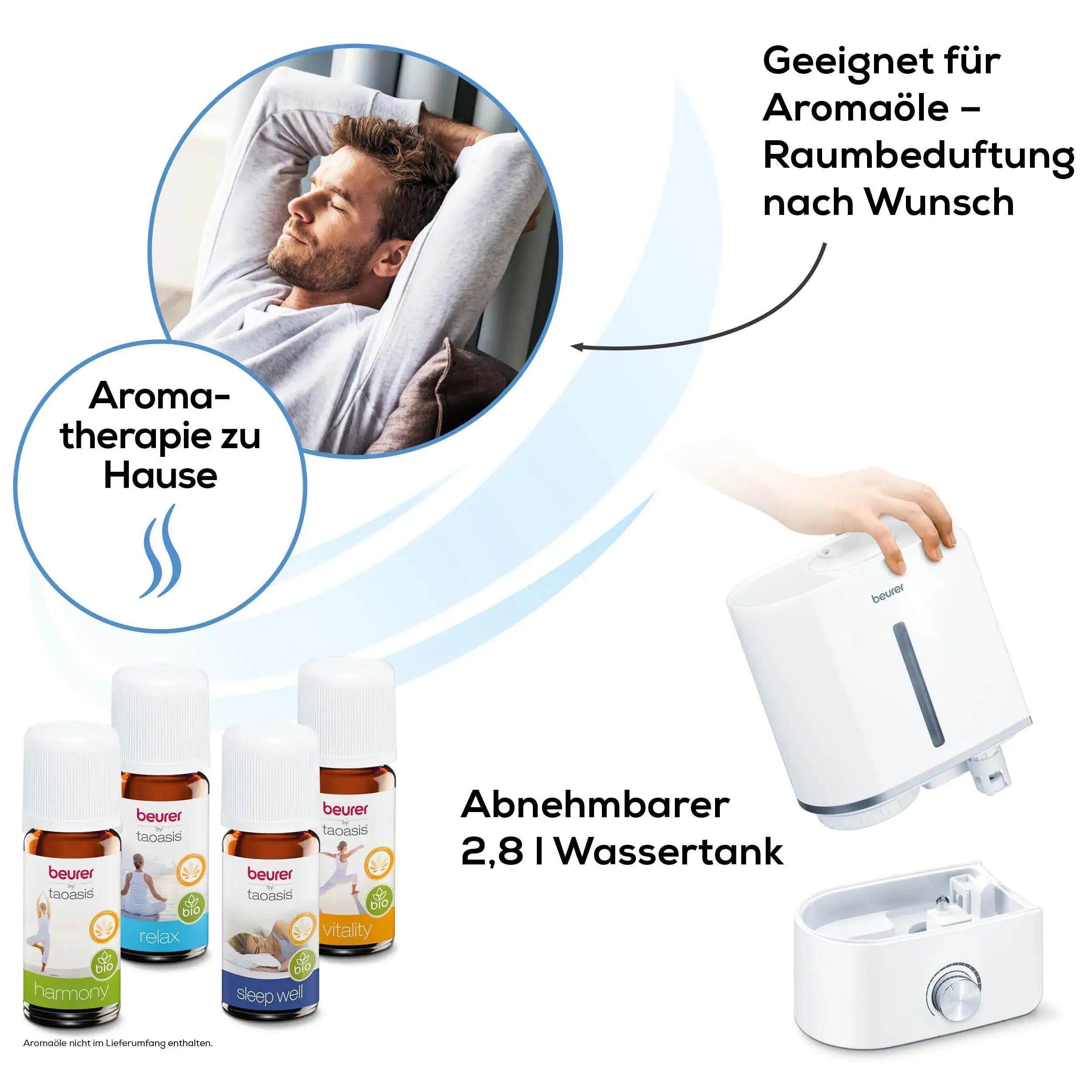 Ultraschall-Luftbefeuchter Beurer LB 45 für Aromatherapie mit Aromaölen