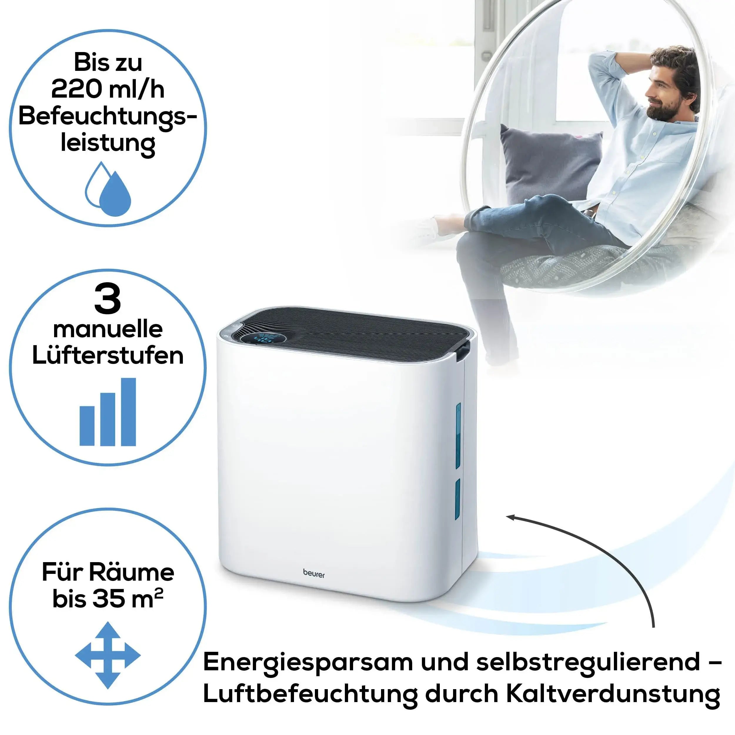 Luftreiniger Beurer LR 330 2-in-1 mit Luftbefeuchter