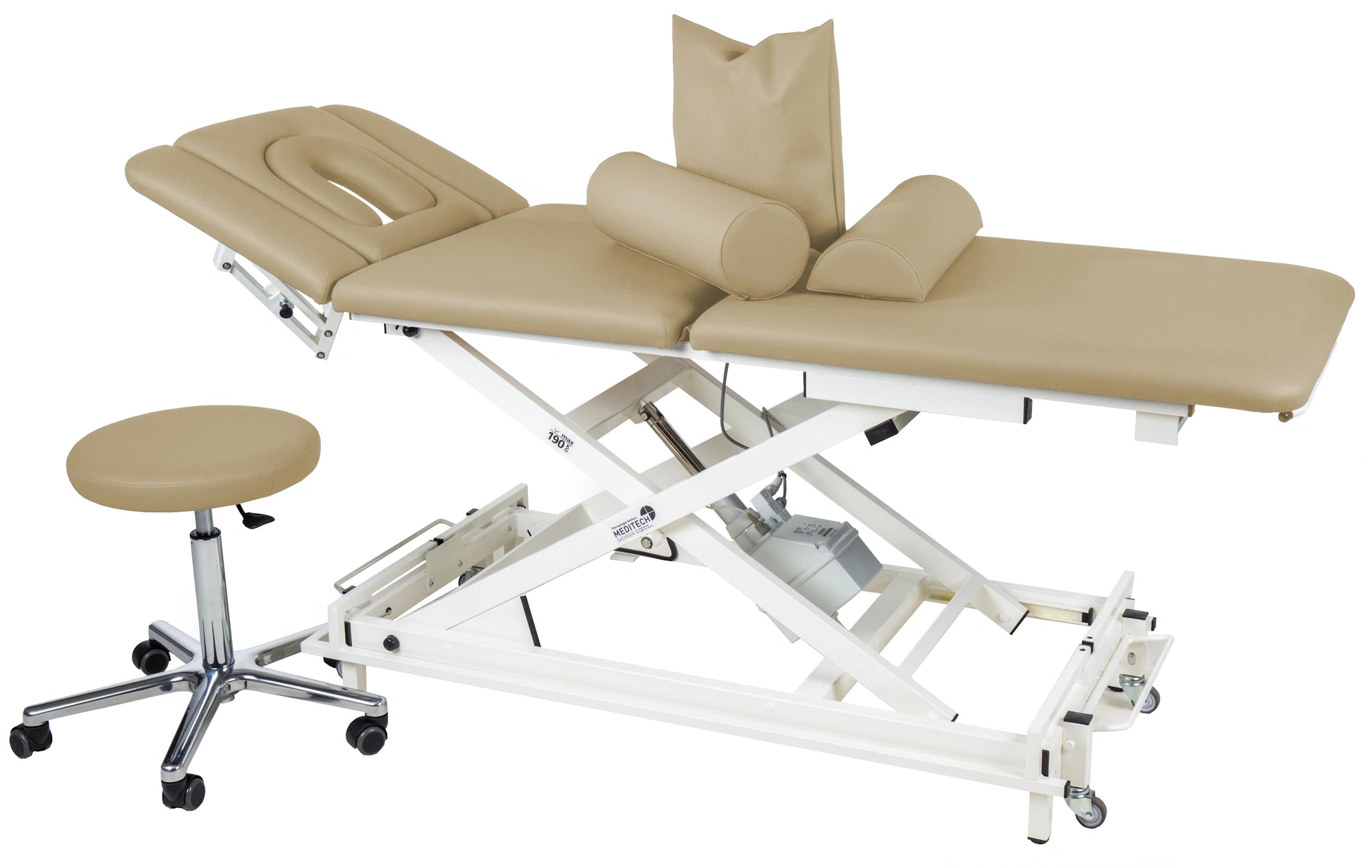 Therapieliege VARIO ACTIV PRO mit Hocker und drei Lagerungskissen in birch