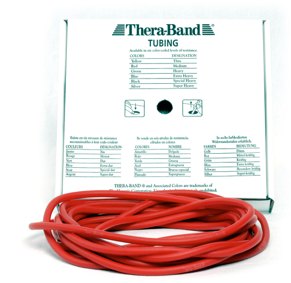 Theraband Tubing 30,5 m Original in rot vor Verpackung
