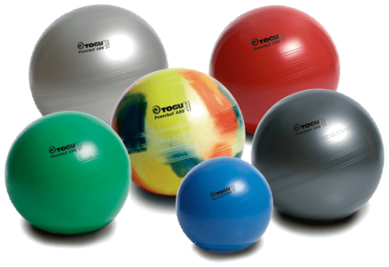 Sechs Gymnastikbälle Powerball® ABS® in verschiedenen Farben