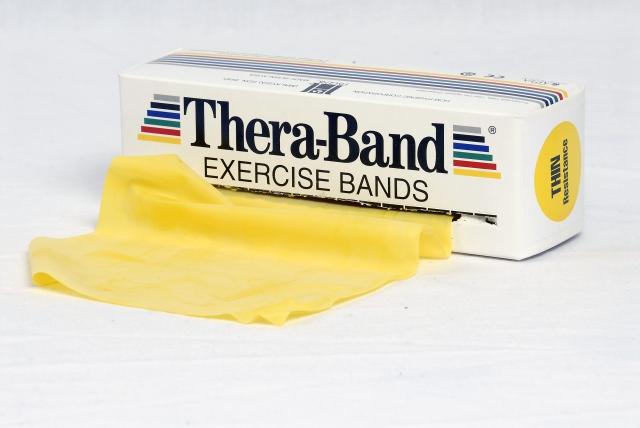 Theraband 5,5 m Original Breite 13,8 cm in Gelb aus Ausziehverpackung