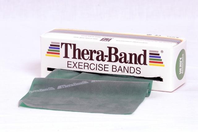 Theraband 5,5 m Original Breite 13,8 cm in Grün aus Ausziehverpackung