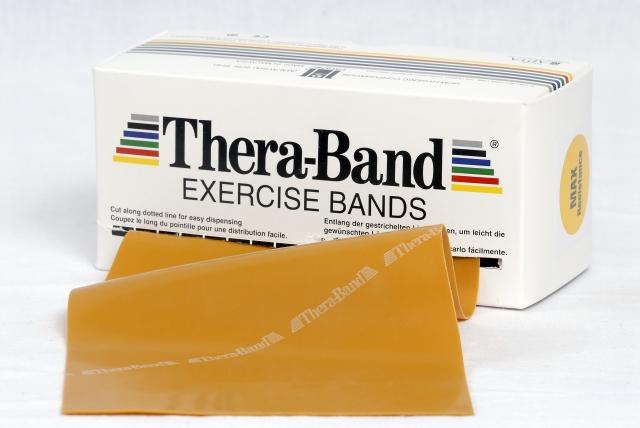 Theraband 5,5 m Original Breite 13,8 cm in Gold aus Ausziehverpackung