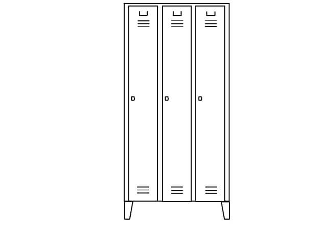 Garderobe SVG mit drei Abteilen in Konzeptzeichnung