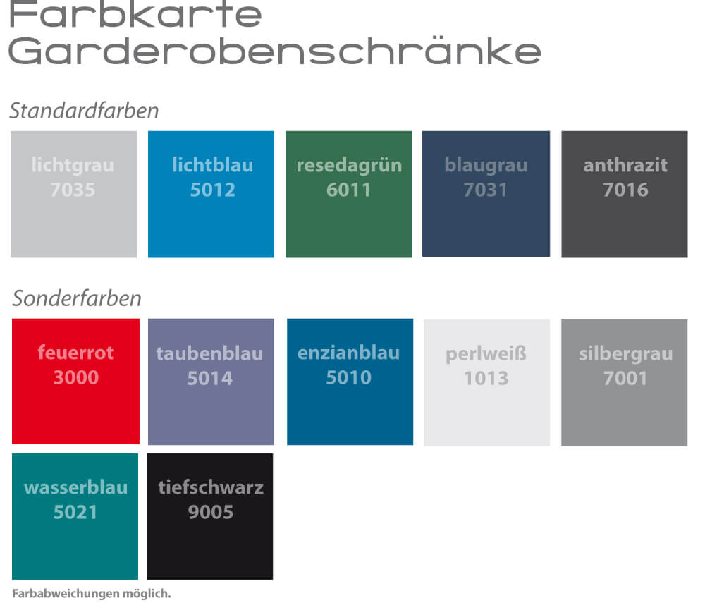 Farbkarte für Garderobe SVG