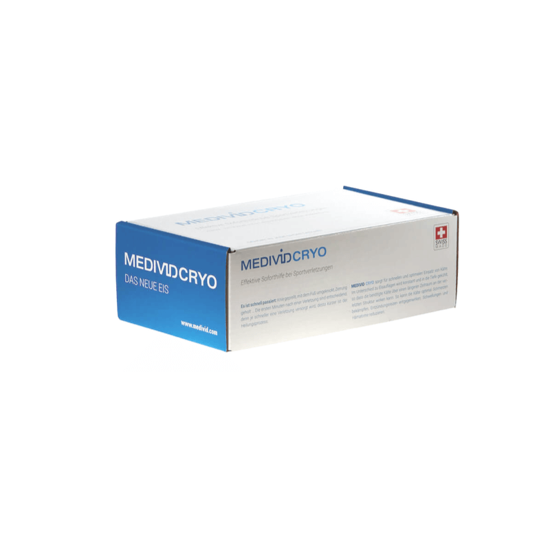 Verpackung des Kühlbandage-Set MEDIVID CRYO Sport Bundle in seitlicher Perspektive
