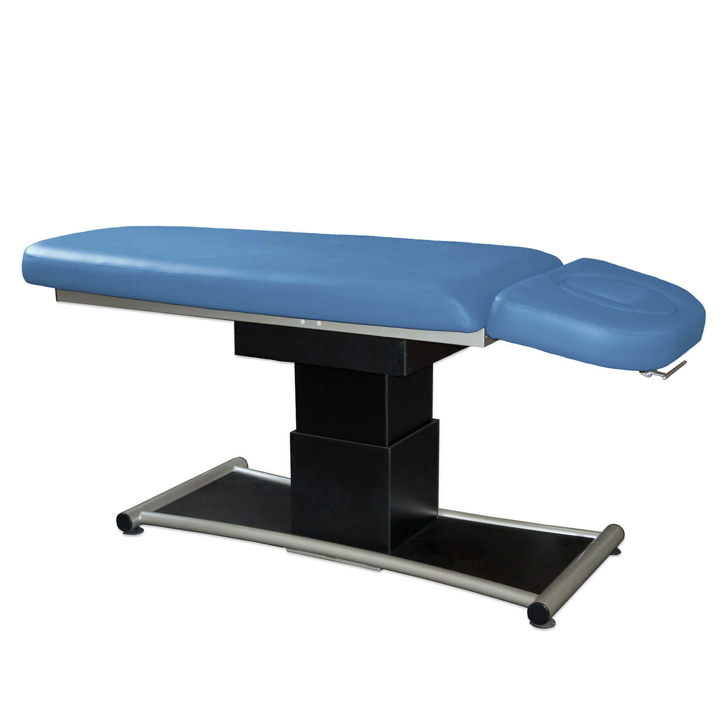 2-teilige Massageliege ABANO Ellipse in Blau mit schwarzem Säulengestell