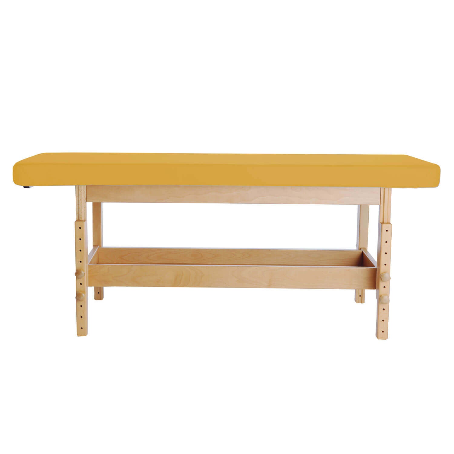 Massagetisch STABILO 1-teilig mit orangenem Polster und hellem Holzgestell 