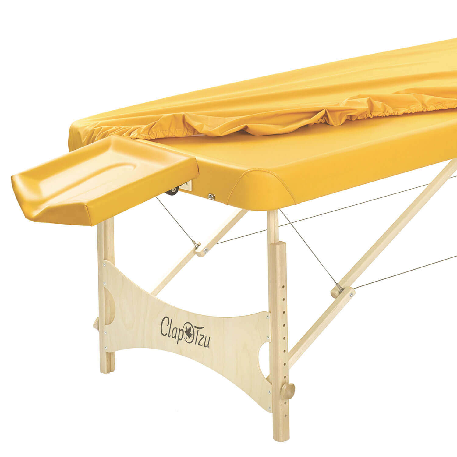 Mobile Massagebank STANDARD Pro Ayurveda mit Kopfteil im Detail in Orange