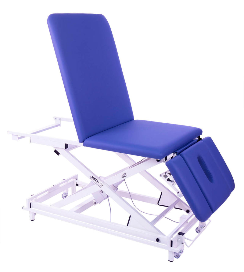 3-teilige elektrische Behandlungsliege v.ACTIVE-PRO-EL in Blau in Sitzeinstellung