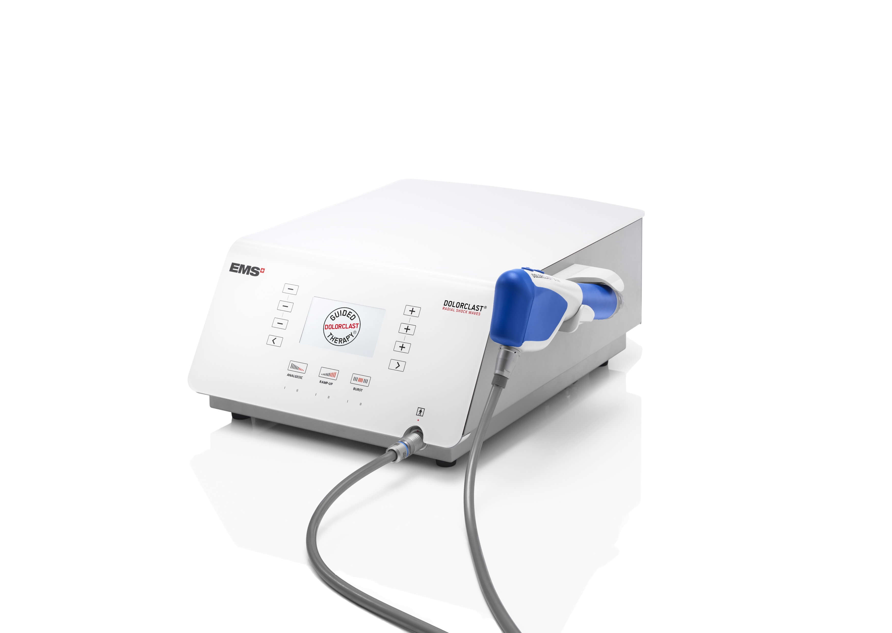 Stoßwellengerät SWISS DOLORCLAST® Radial Shock Waves in Seitenansicht
