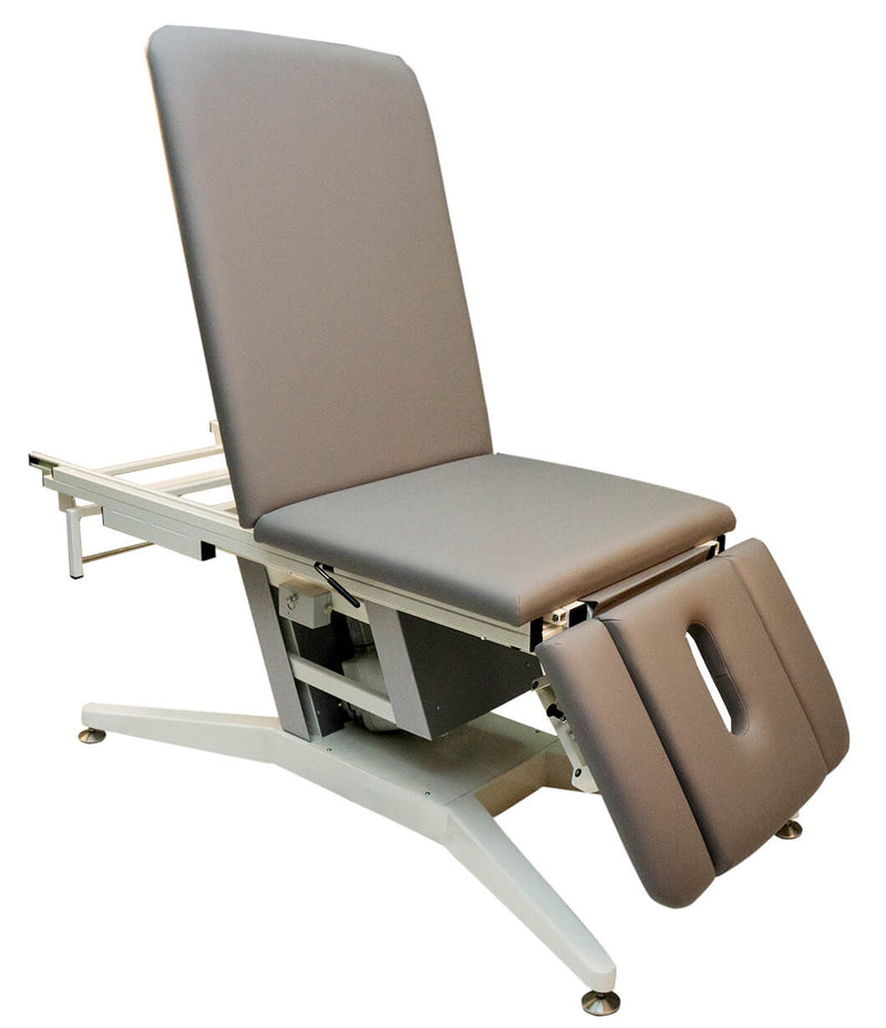 3-teilige elektrische Therapieliege Vario Habitus 2 in Grau mit Liegefläche in Sitzeinstellung