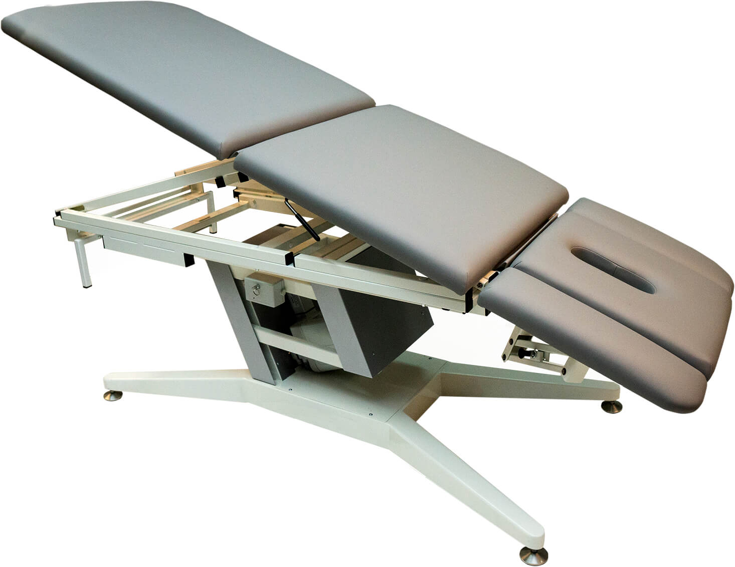3-teilige elektrische Therapieliege Vario Habitus 2 in Grau mit Liegefläche in Schrägstellung