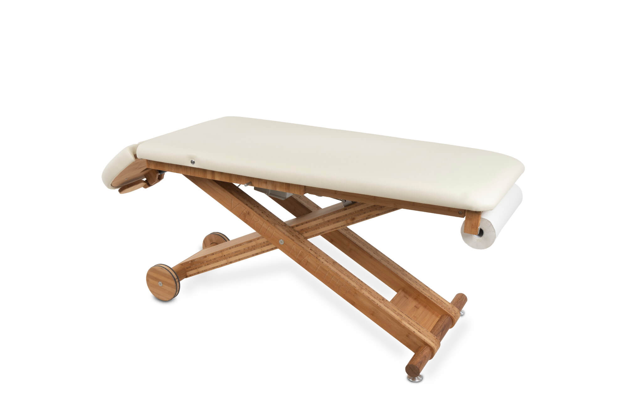 Massageliege VARIO Nature mit rundem Kopfteil in Negativstellung